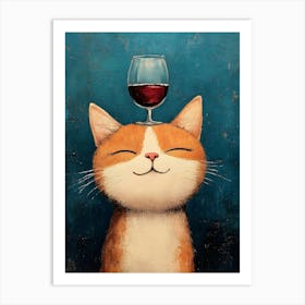 Cat Balances Wine 2 Art Print