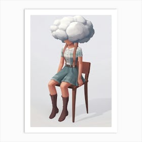 Girl With A Cloud On Her Head Art Print