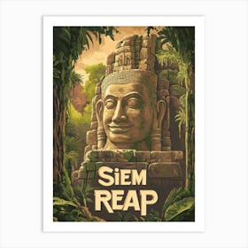 Aihrgdesign A Classic 1960s Travel Poster For Siem Reap 1 Art Print