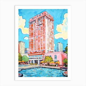 The Post Oak Hotel At Uptown Houston   Houston, Texas   Resort Storybook Illustration 2 Art Print