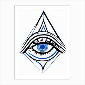 Third Eye Symbolism, Symbol, Third Eye Blue & White 2 Art Print
