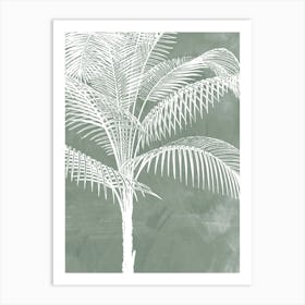 Palm Tree Leaves in Sage Green, Tropical Botanical Art Print