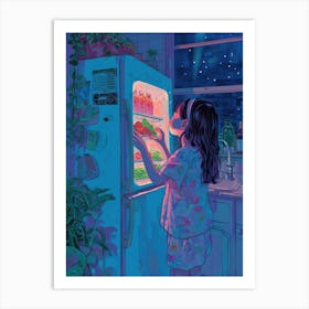 Midnight Snack Lo Fi Kawaii Illustration 5 Art Print