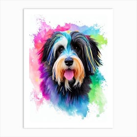 Bearded Collie Rainbow Oil Painting Dog Art Print