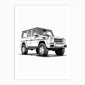 Mercedes Benz G Wagon Line Drawing 5 Art Print