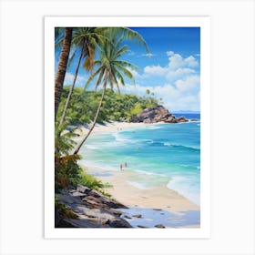 A Painting Of Anse Lazio, Praslin Seychelles 4 Art Print