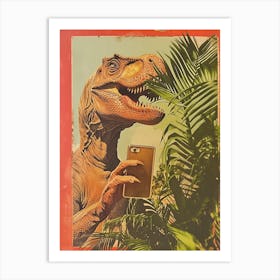 Dinosaur & A Smart Phone Retro Collage 1 Art Print