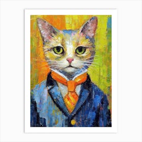 Catwalk Couture; Feline Fashion In Oil Painting Art Print