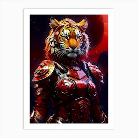 Warrior Tiger Girl Portrait Art Print