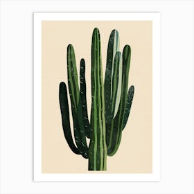 Ladyfinger Cactus Minimalist Abstract Illustration 3 Art Print