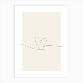 Heart Drawn On A Line Monoline Asthetic Mnimalist Drawing Art Print