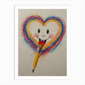 Heart With A Pencil Art Print