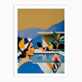 Poolside Gossip Inspired Mid Century Modern Scene Art Print