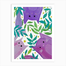 Cats And Branches  Art Print