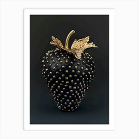 Black And Gold Strawberry Art Print