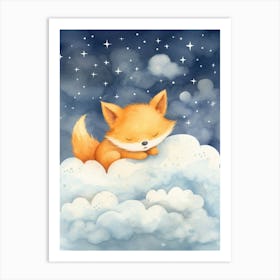Baby Fox 2 Sleeping In The Clouds Art Print