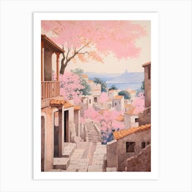 Byblos Lebanon 2 Vintage Pink Travel Illustration Art Print