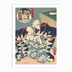 Two Women With A Drunkard (I) By Utagawa Kunisada Art Print