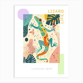 Lizard Modern Gecko Illustration 5 Poster Art Print