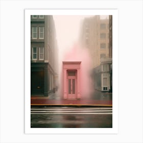 Pink Building In The Fog 1 Art Print