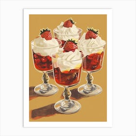 Strawberry Trifle With Jelly Vintage Cookbook Inspired 4 Art Print