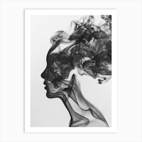 Abstract Smoke Portrait Of A Woman Art Print