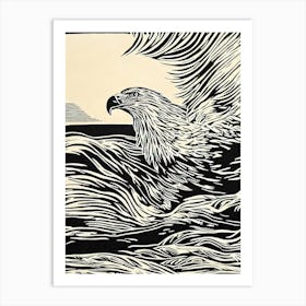 Bald Eagle Linocut Bird Art Print