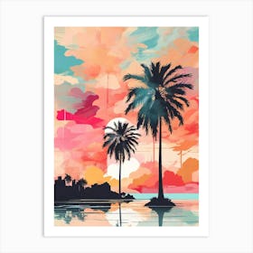 Sunset With Palm Trees 6 Art Print