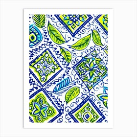 Blue And Green Paisley Art Print