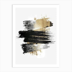 Black And Gold Brush Strokes 20 Art Print