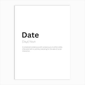 Date Definition Meaning Art Print