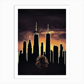 Cityscape At Sunset Art Print