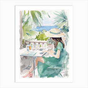 Reading In Capri Art Print