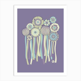 Floral Extravaganza Party [purple and blue] Art Print