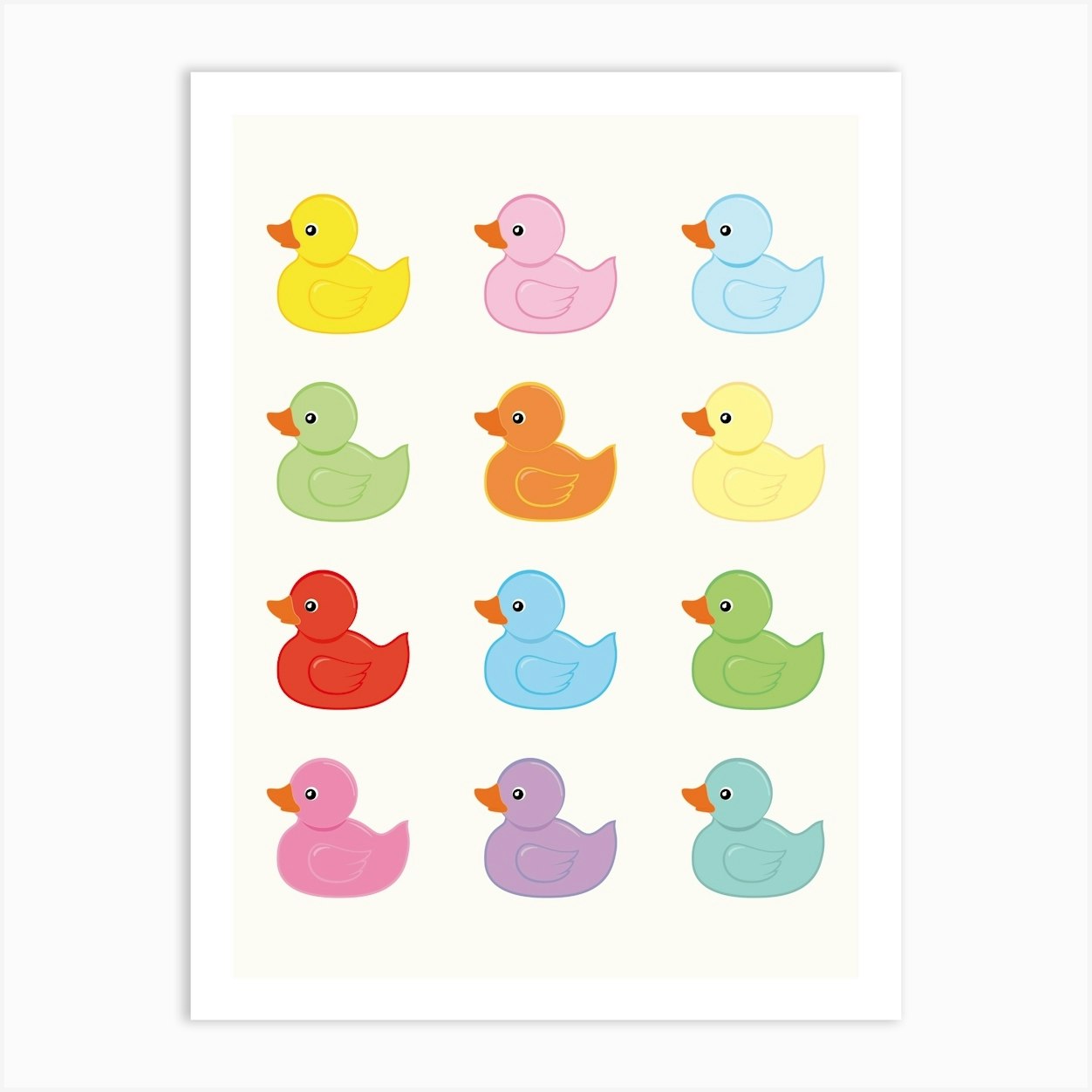 Rubber Ducks Bathroom Poster Art Print by House of Saturn