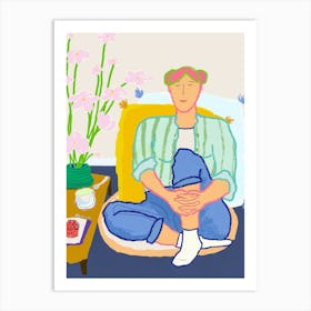 Woman Drinking Tea Art Print