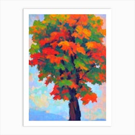 Amur Maple tree Abstract Block Colour Art Print