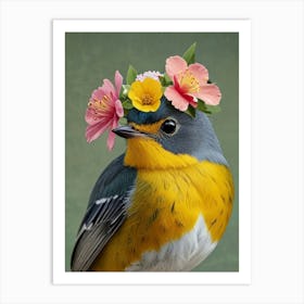 Bird With Flower Crown 10 Art Print