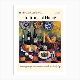 Trattoria Al Fiume Trattoria Italian Poster Food Kitchen Art Print