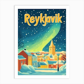 Aihrgdesign A 1970s Inspired Travel Poster For Reykjavik Art Print