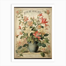 Spring Floral French Poster Honeysuckle Art Print 4 Art Print