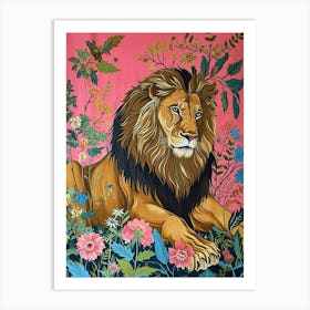 Floral Animal Painting Lion 4 Art Print