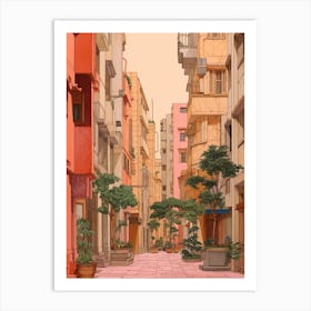 Beirut Lebanon 4 Vintage Pink Travel Illustration Art Print