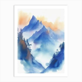 Watercolor Of Mountains Art Print