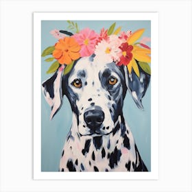 Dalmatian Portrait With A Flower Crown, Matisse Painting Style 2 Art Print