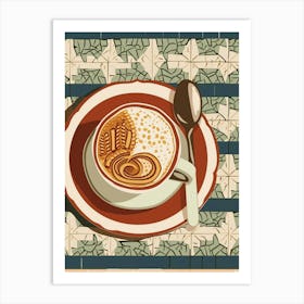 Cappucino On A Tiled Background Art Print