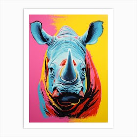 Rhino Pop Art Yellow Blue Pink 4 Art Print