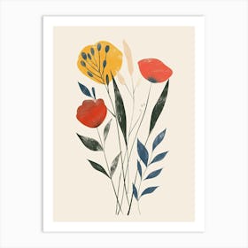 Flowers In A Vase, Boho, Minimalism Art Print