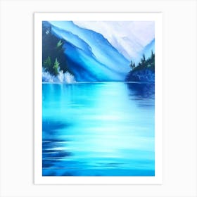 Blue Lake Landscapes Waterscape Marble Acrylic Painting 2 Art Print
