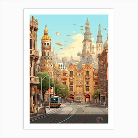 Barcelona Pixel Art 3 Art Print